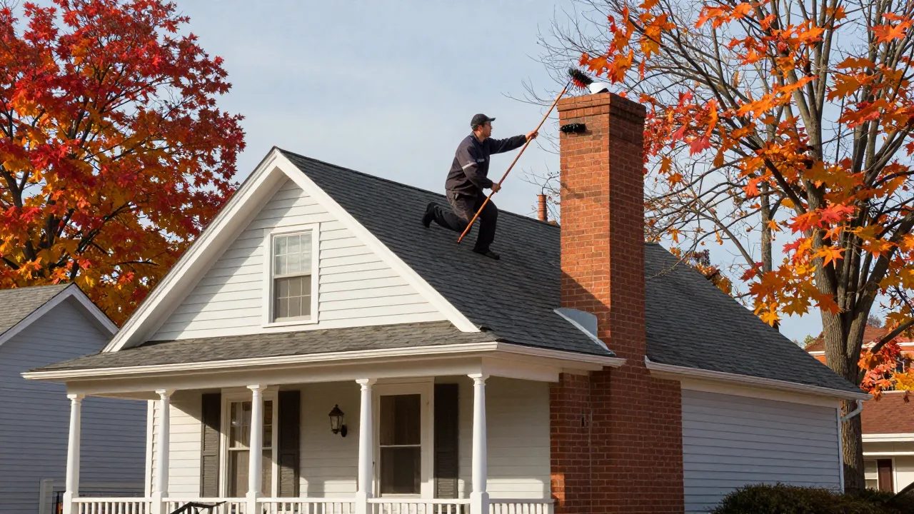 Chimney sweep on a craftsman bungalow in Silver Spring, MD — Eagle Chimney Service
