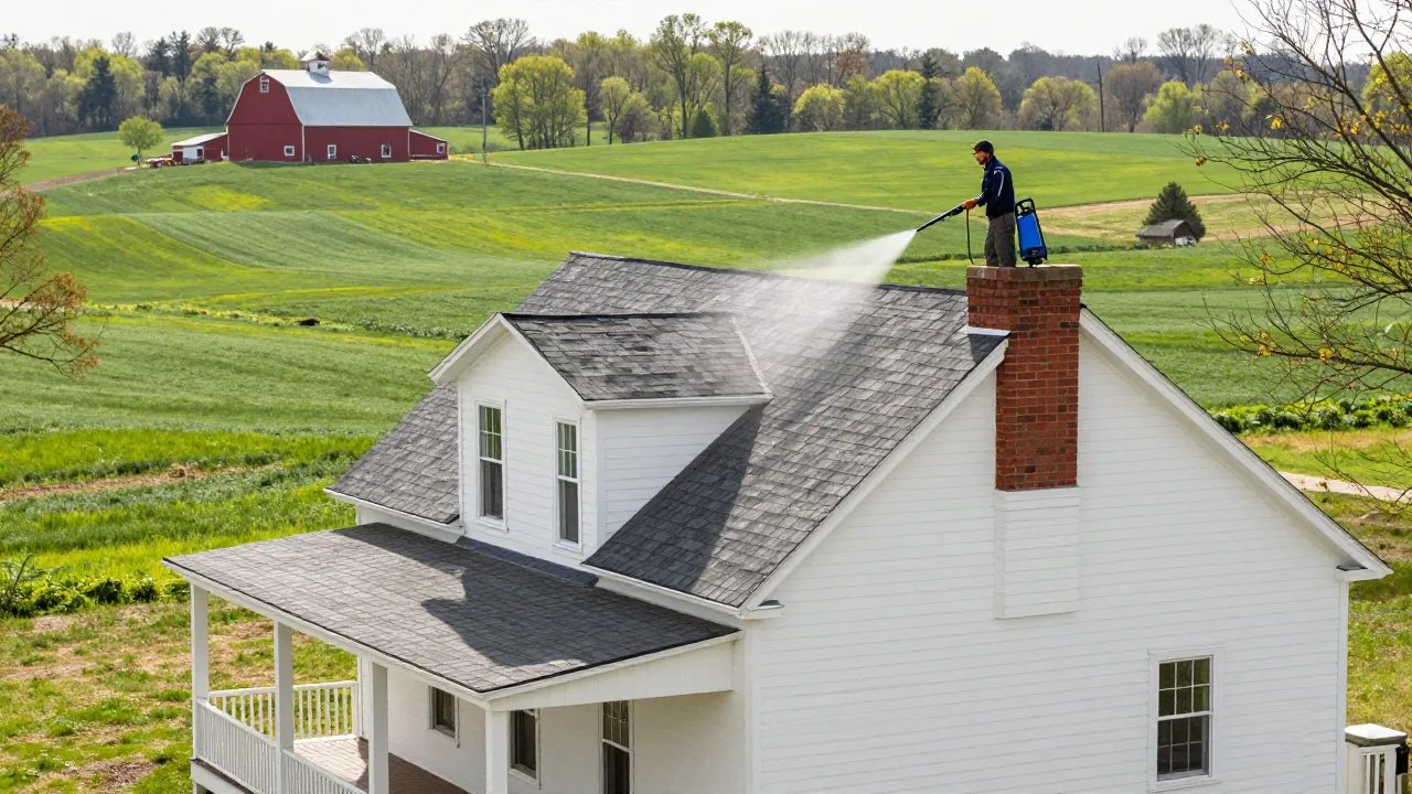 Chimney waterproofing on a Maryland farmhouse — Eagle Chimney Service