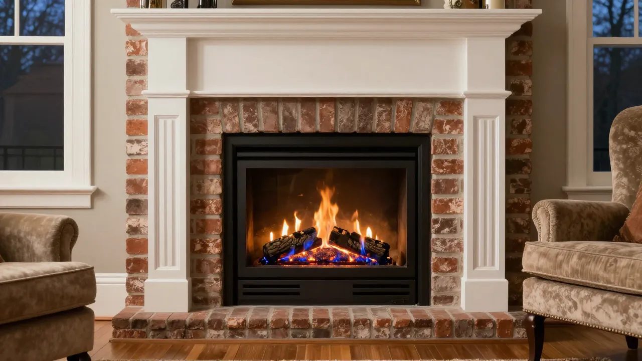 Gas fireplace insert installation in a Maryland living room — Eagle Chimney Service